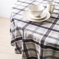 Easycare Printed 'Maxwell Plaid' Polyester Tablecloth 70" Round (Blk)