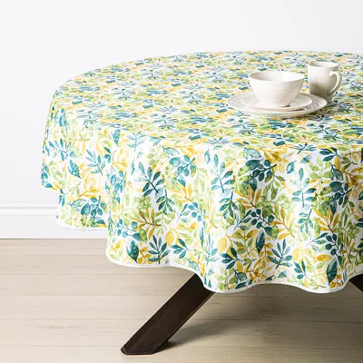 Texstyles Printed 'Sephora' PolyesterTablecloth 70" Round (Green)