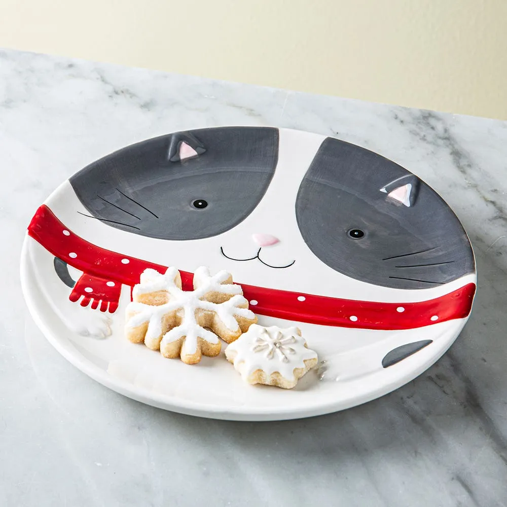 KSP Christmas Character 'Cat' Ceramic Plate 7.8"/20cm Dia.(Grey)