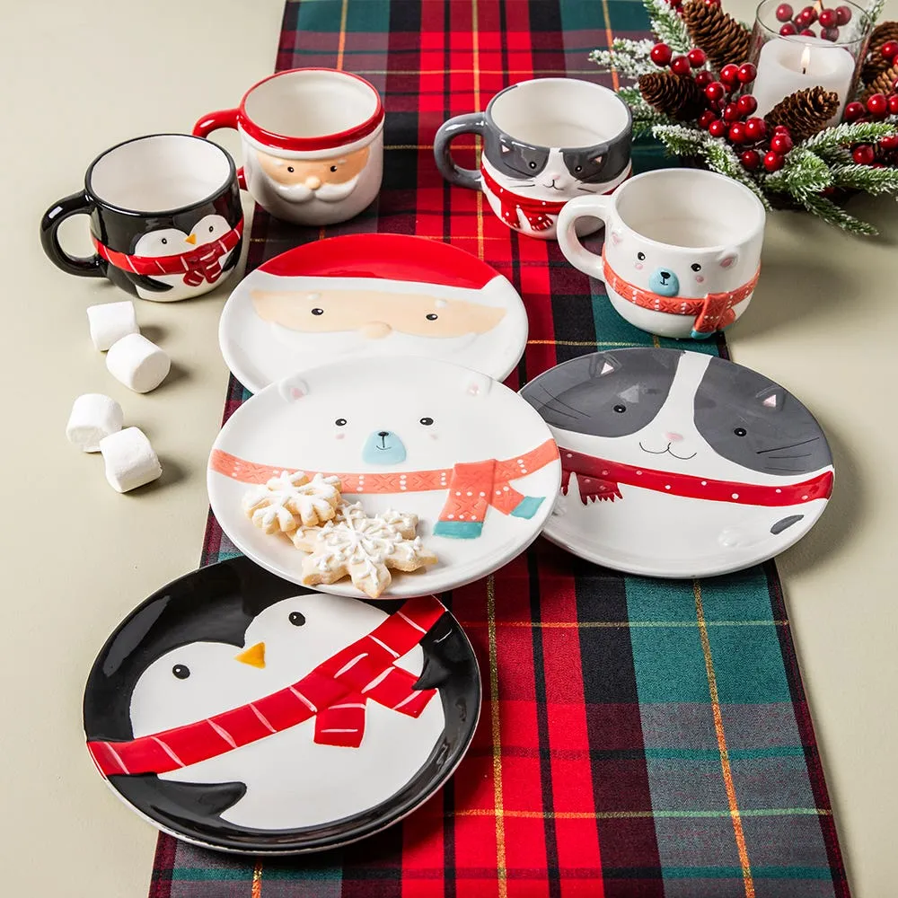 KSP Christmas Character 'Cat' Ceramic Plate 7.8"/20cm Dia.(Grey)