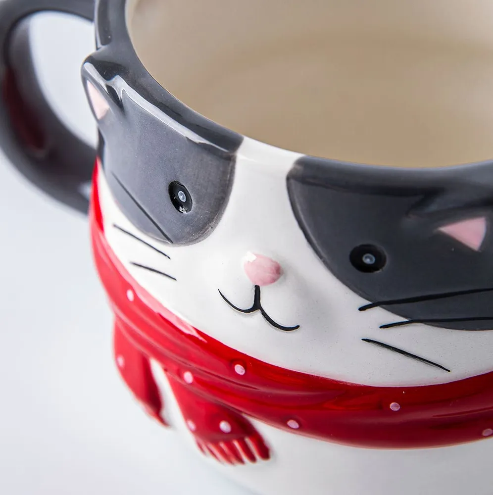 KSP Christmas Character 'Cat' Ceramic Mug 430ml/14.5oz (Grey)