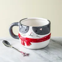 KSP Christmas Character 'Cat' Ceramic Mug 430ml/14.5oz (Grey)