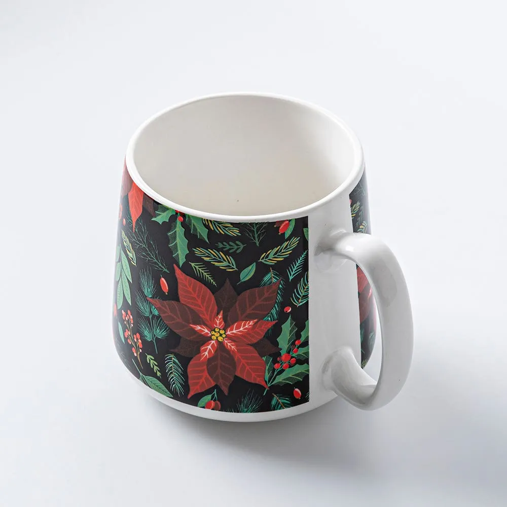 KSP Christmas Hug 'Poinsettia' Porcelain Mug 580ml/19.6oz. (Black)