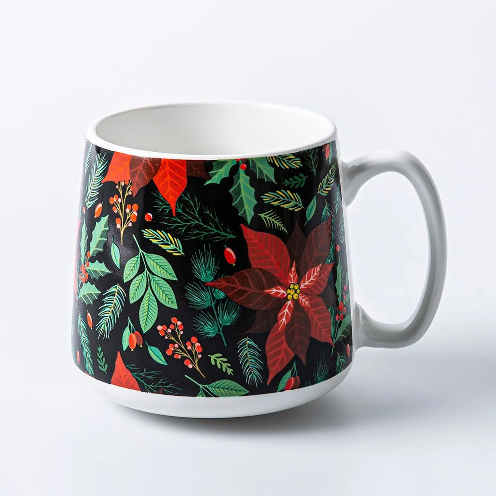 KSP Christmas Hug 'Poinsettia' Porcelain Mug 580ml/19.6oz. (Black)