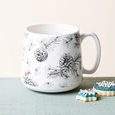 KSP Christmas Hug 'Pine Cone' Porcelain Mug 580ml/19.6oz. (White)