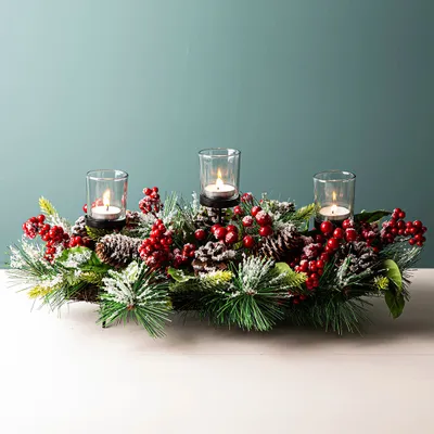 KSP Christmas Greens 'Candle Bough with Berries' (Red/Green)