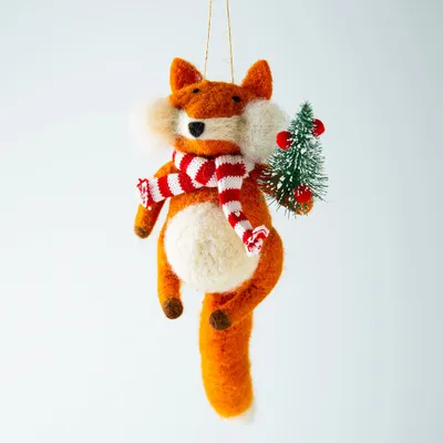 KSP Christmas Felt 'Fox' Ornament (Multi Colour)