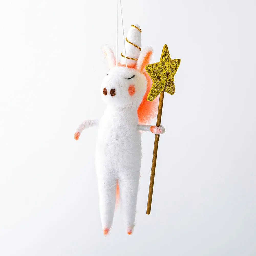 KSP Christmas Felt 'Unicorn' Ornament (White)