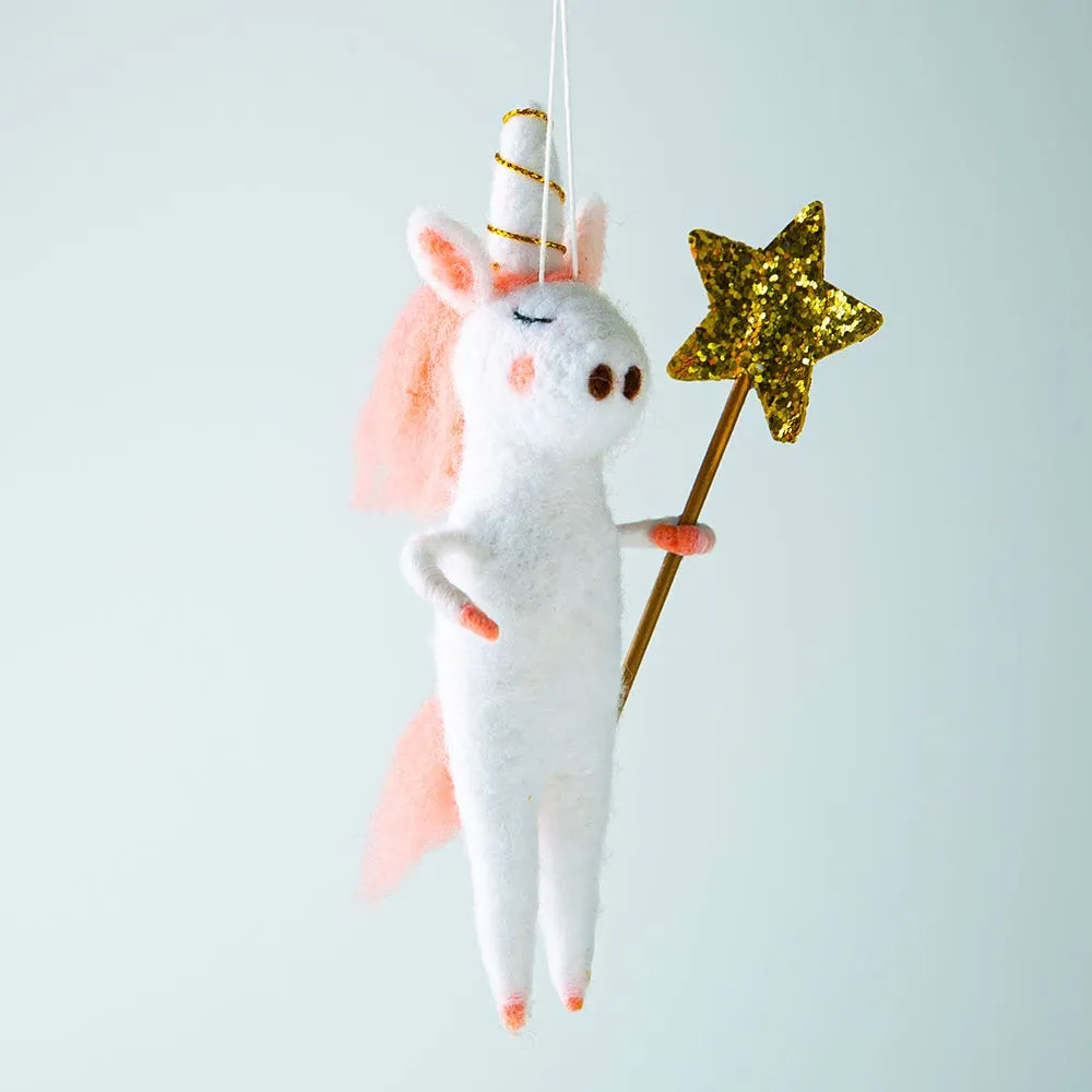 KSP Christmas Felt 'Unicorn' Ornament (White)