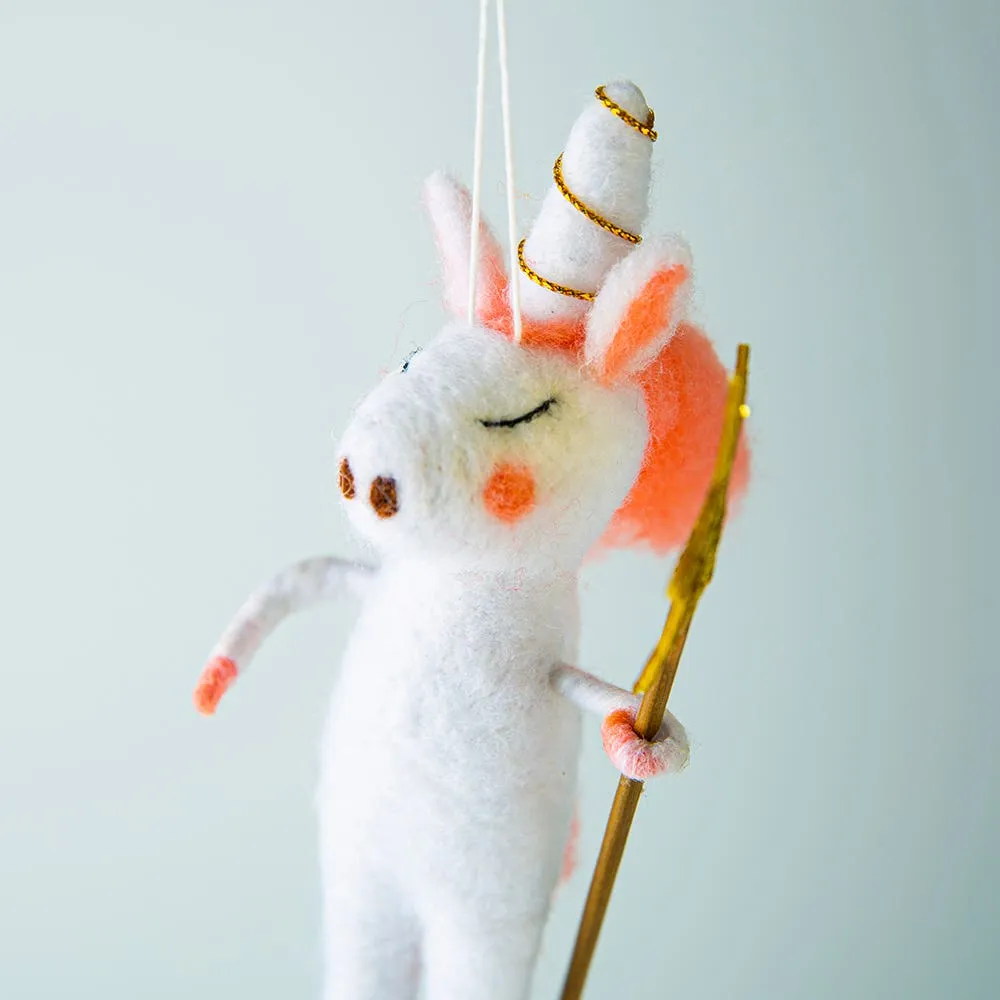 KSP Christmas Felt 'Unicorn' Ornament (White)