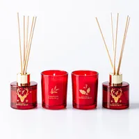 KSP Christmas Scented 'Apple Cinnamon' Candle/Diffuser - Set/4 (Red)