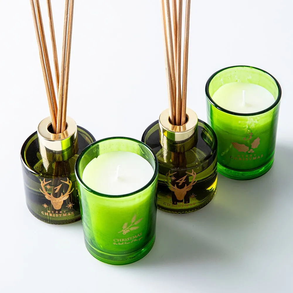 KSP Christmas Scented 'Fresh Balsam' Candle/Diffuser - Set/4 (Green)