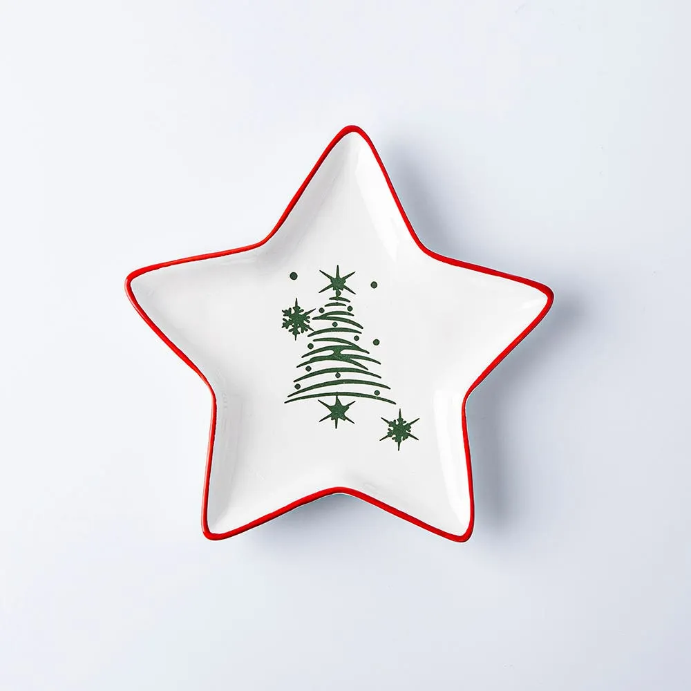 KSP Christmas Sketch 'Star' Ceramic Plate 20.5x20.5x2 cm (White)