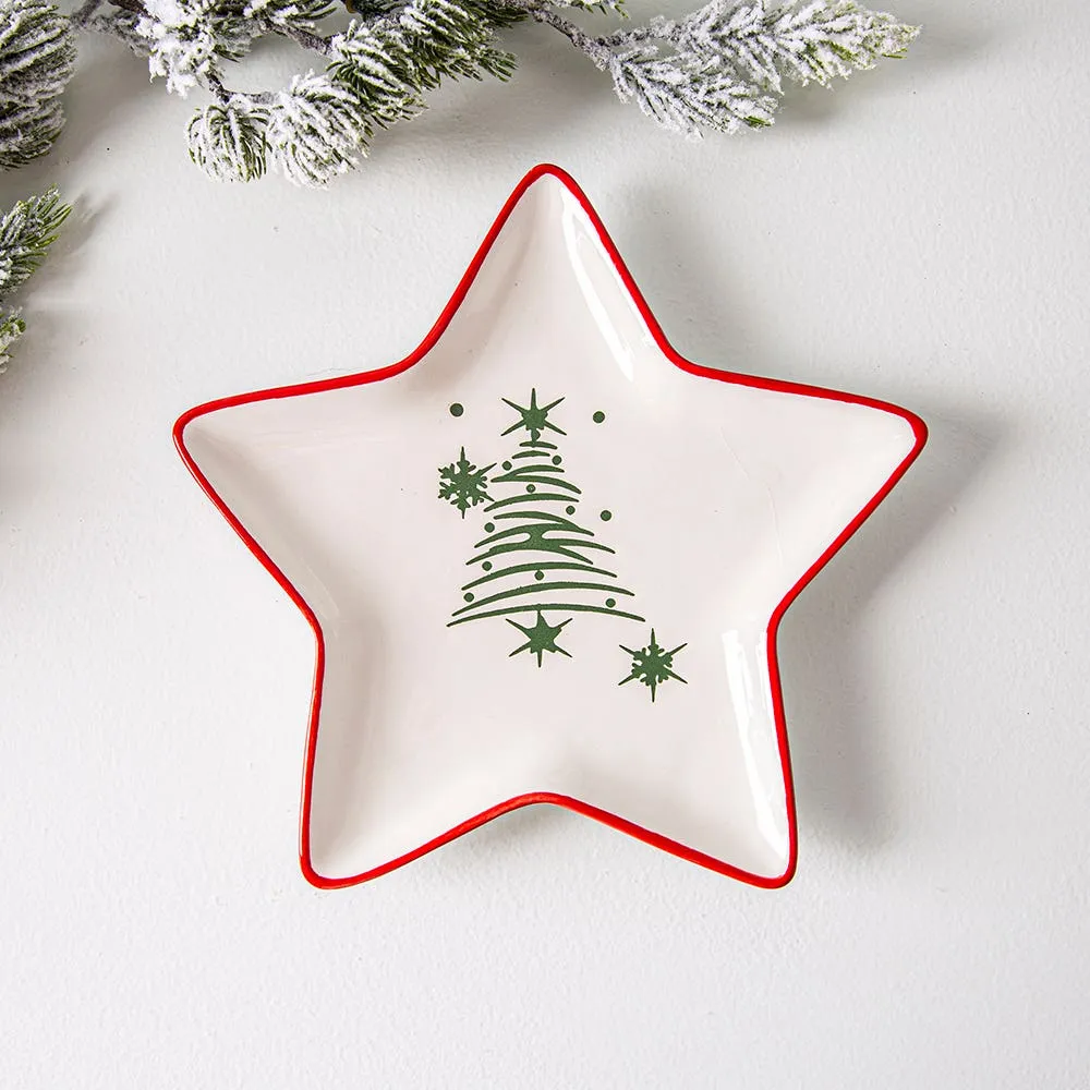 KSP Christmas Sketch 'Star' Ceramic Plate 20.5x20.5x2 cm (White)