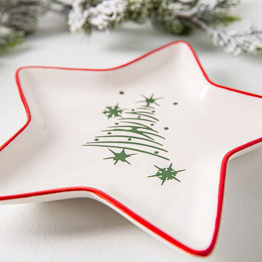 KSP Christmas Sketch 'Star' Ceramic Plate 20.5x20.5x2 cm (White)