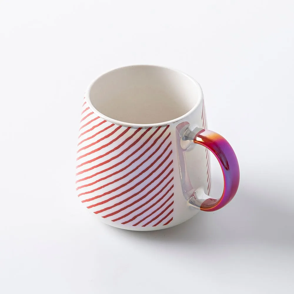 KSP Christmas Snug 'Candy Cane Stripe' Ceramic Hug Mug 400ml/14oz.