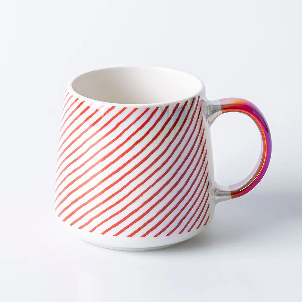 KSP Christmas Snug 'Candy Cane Stripe' Ceramic Hug Mug 400ml/14oz.