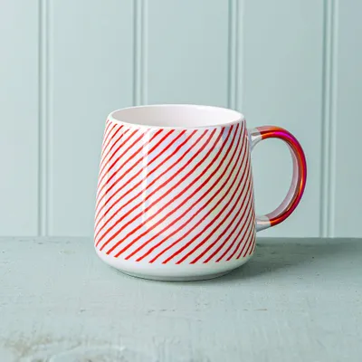 KSP Christmas Snug 'Candy Cane Stripe' Ceramic Hug Mug 400ml/14oz.