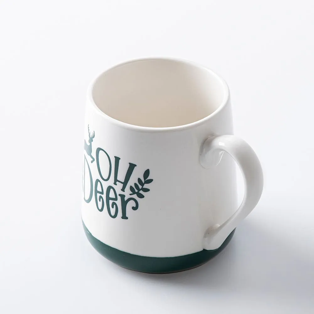 KSP Christmas Sayings Ceramic Mug "Oh Dear"  21oz. (White/Green)