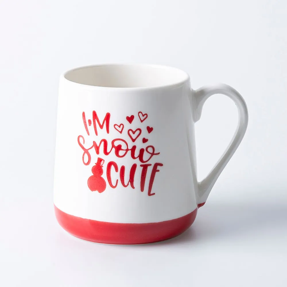 KSP Christmas Sayings Ceramic Mug "I'm Snow Cute" 21oz. (White/Red)