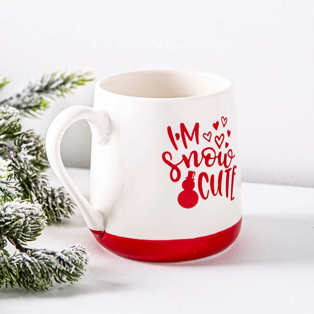 KSP Christmas Sayings Ceramic Mug "I'm Snow Cute" 21oz. (White/Red)