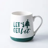 KSP Christmas Sayings Ceramic Mug "Let's Get Lit" 21oz. (White/Green)