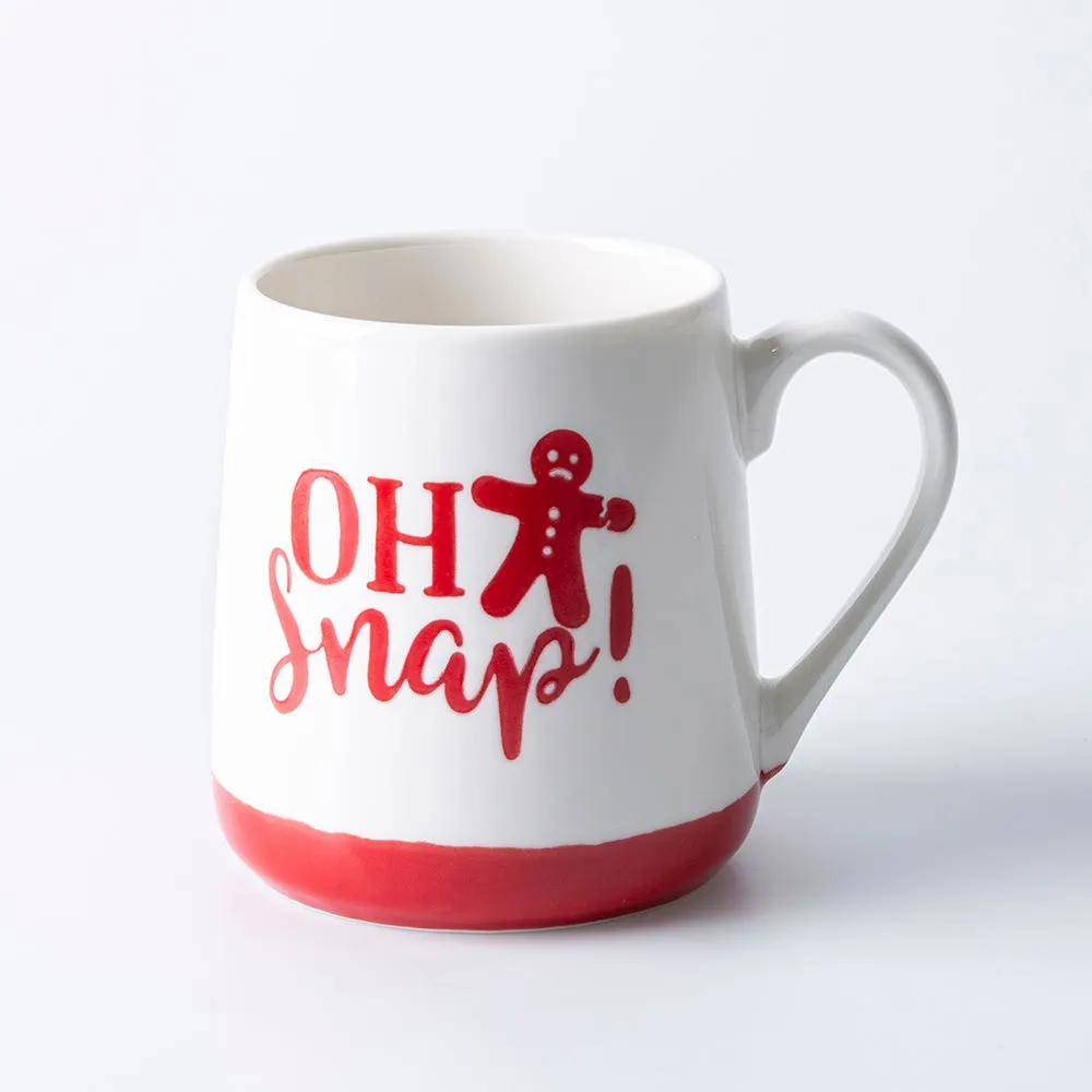 KSP Christmas Sayings 'Oh Snap' Ceramic Mug 21oz. (White/Red)