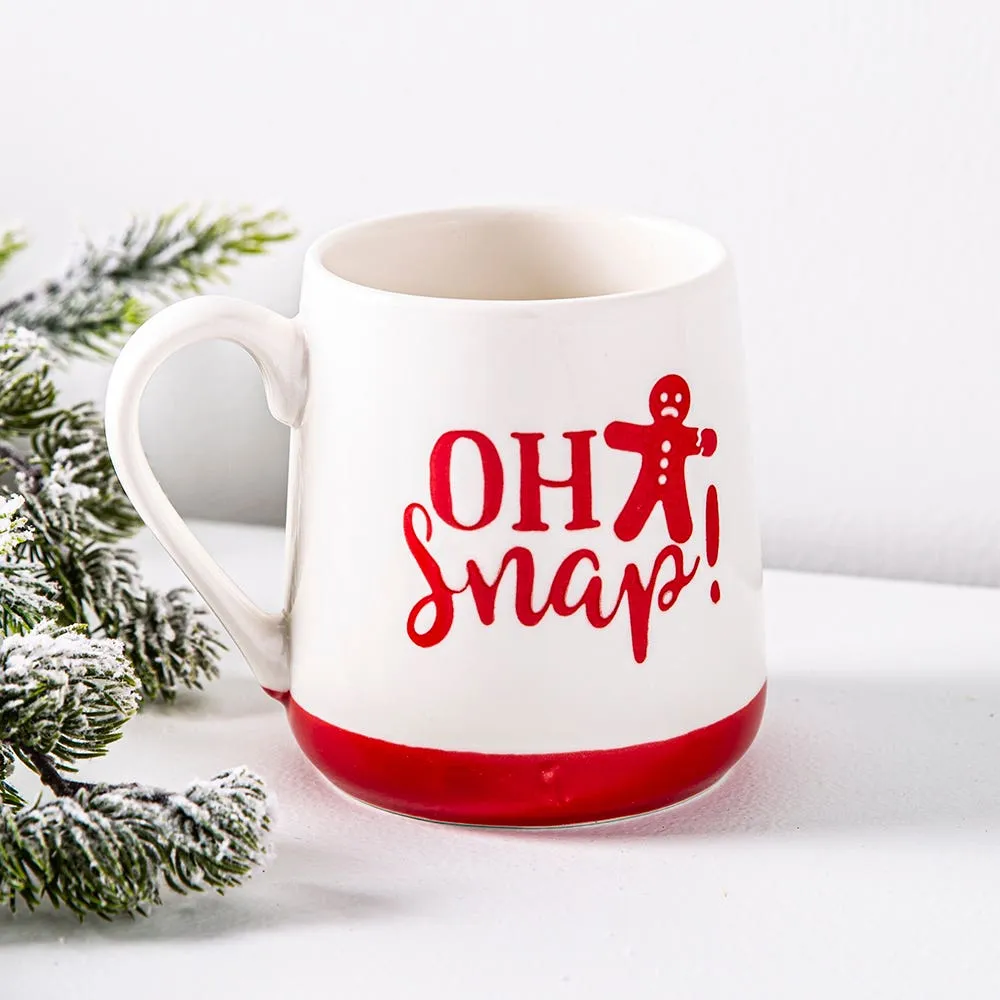 KSP Christmas Sayings 'Oh Snap' Ceramic Mug 21oz. (White/Red)