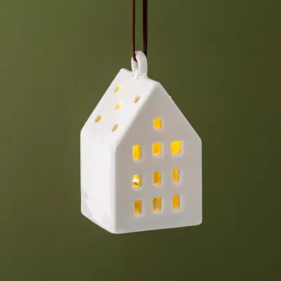 KSP Christmas Village '10-Window House' Ceramic LED Ornament (White)