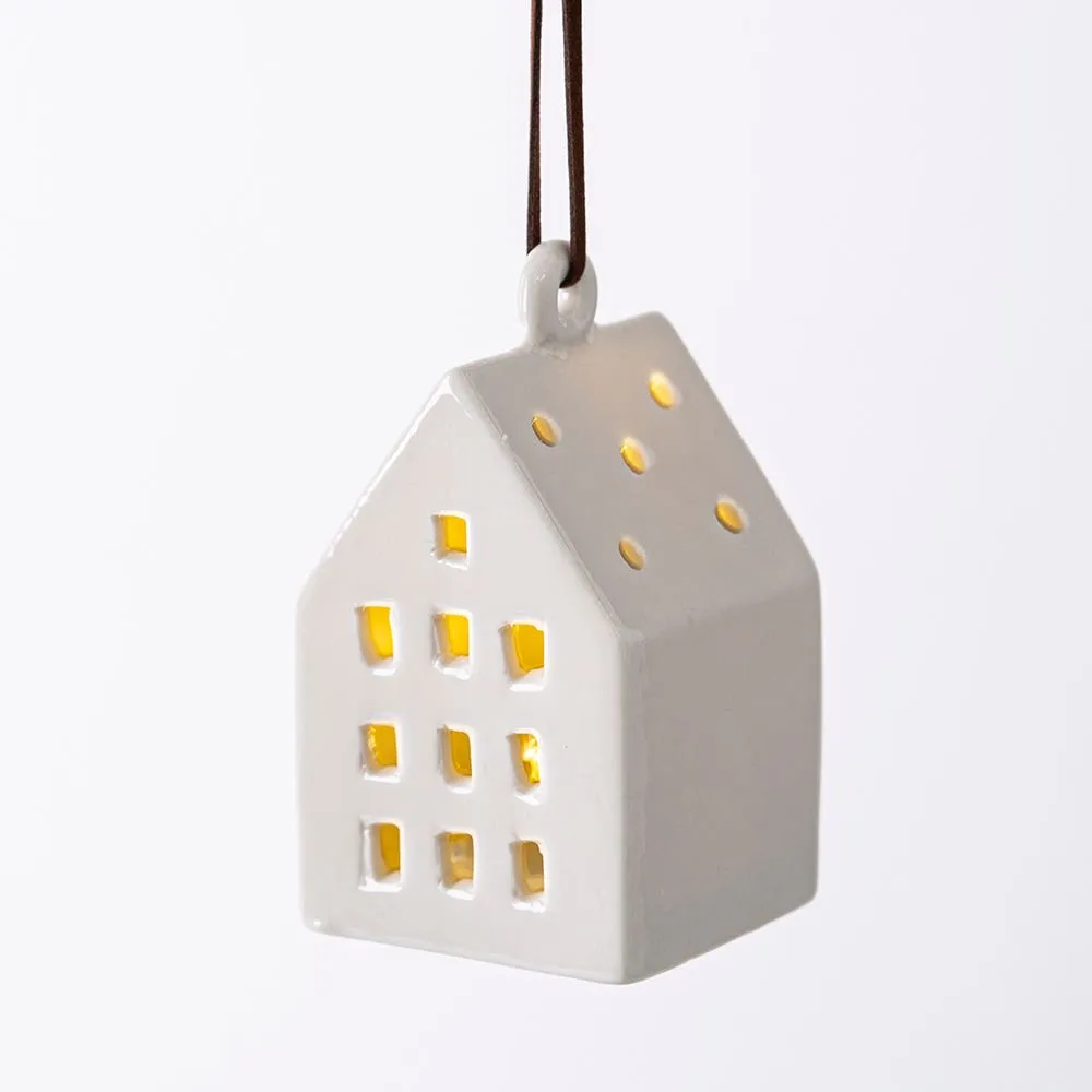 KSP Christmas Village '10-Window House' Ceramic LED Ornament (White)