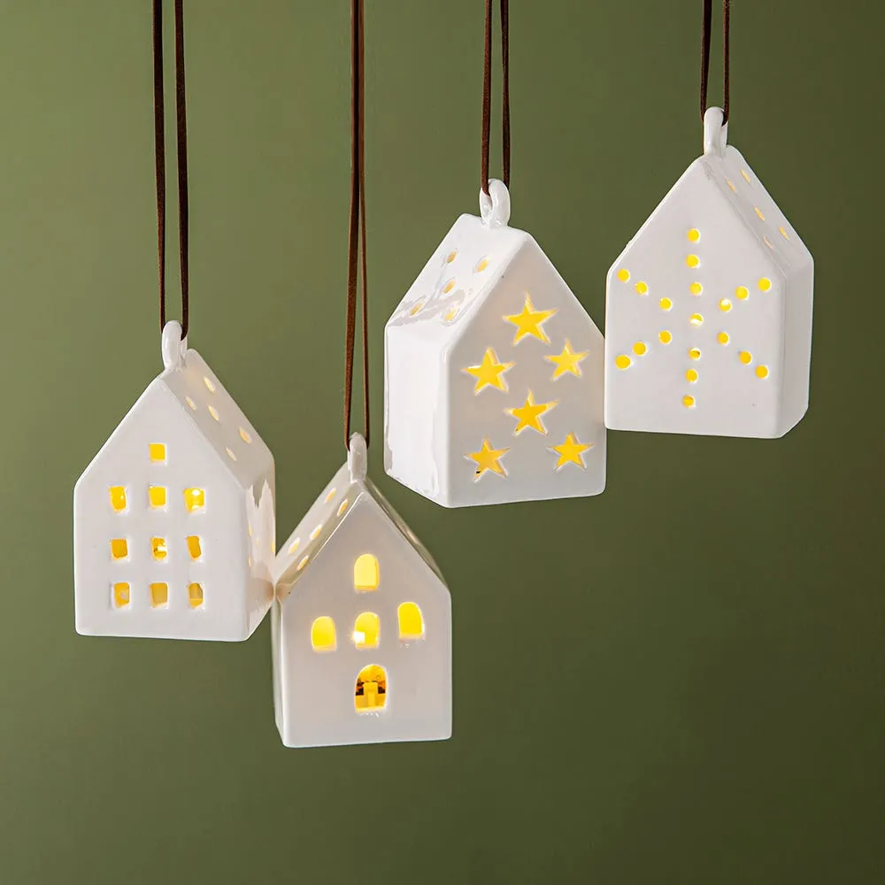 KSP Christmas Village '10-Window House' Ceramic LED Ornament (White)