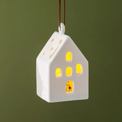 KSP Christmas Village '5-Window House' Ceramic LED Ornament (White)