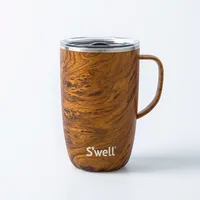 S'well Slide-Open 'Teakwood' Mug with Handle 16oz. (Brown)