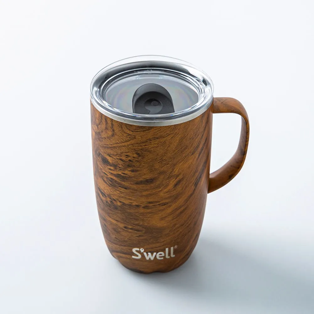 S'well Slide-Open 'Teakwood' Mug with Handle 16oz. (Brown)