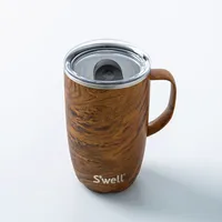 S'well Slide-Open 'Teakwood' Mug with Handle 16oz. (Brown)