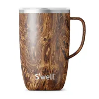 S'well Slide-Open 'Teakwood' Mug with Handle 16oz. (Brown)