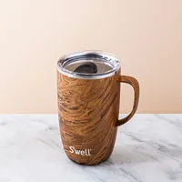 S'well Slide-Open 'Teakwood' Mug with Handle 16oz. (Brown)