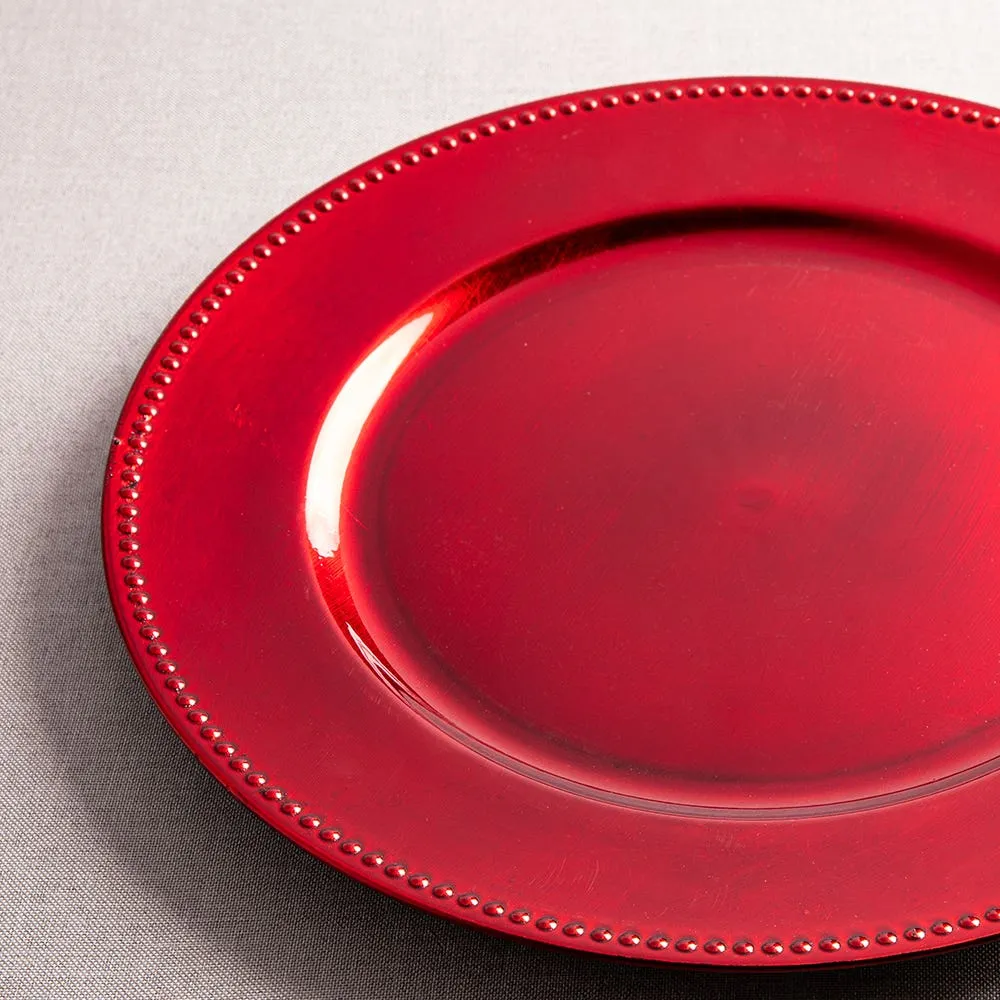 KSP Everyday Charger Plate with Beaded Rim (Red)