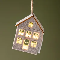 KSP Christmas Cozy Fabric LED House Ornament 8.7x6.8cm (Grey)