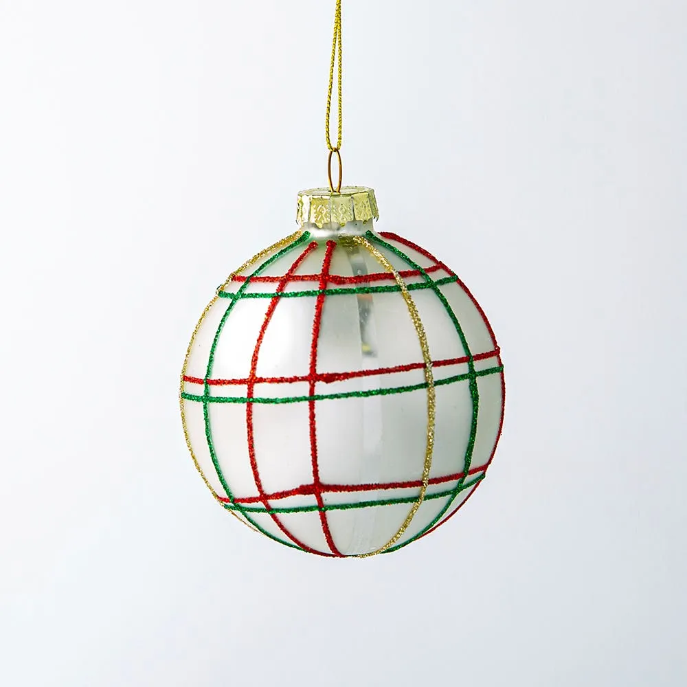 Koopman Christmas 'Ball W/Check' Glass Ornament (Assorted)