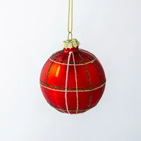 Koopman Christmas 'Ball W/Check' Glass Ornament (Assorted)