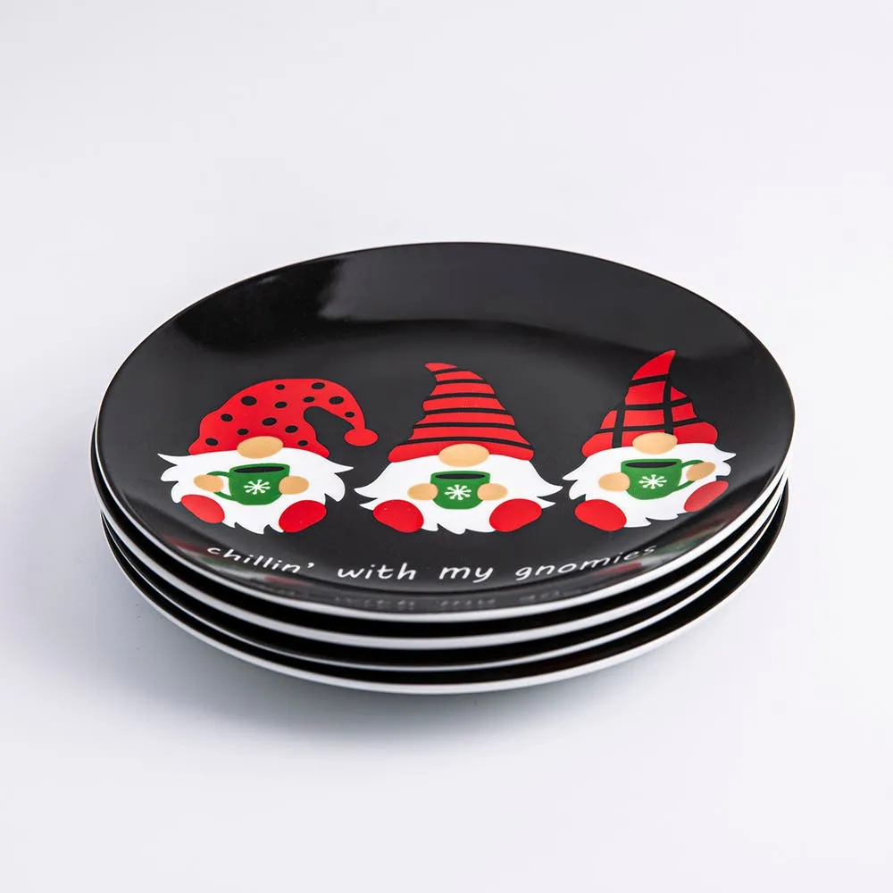 KSP Christmas Decal 'Gnome Santa' Porcelain Side Plate - S/4