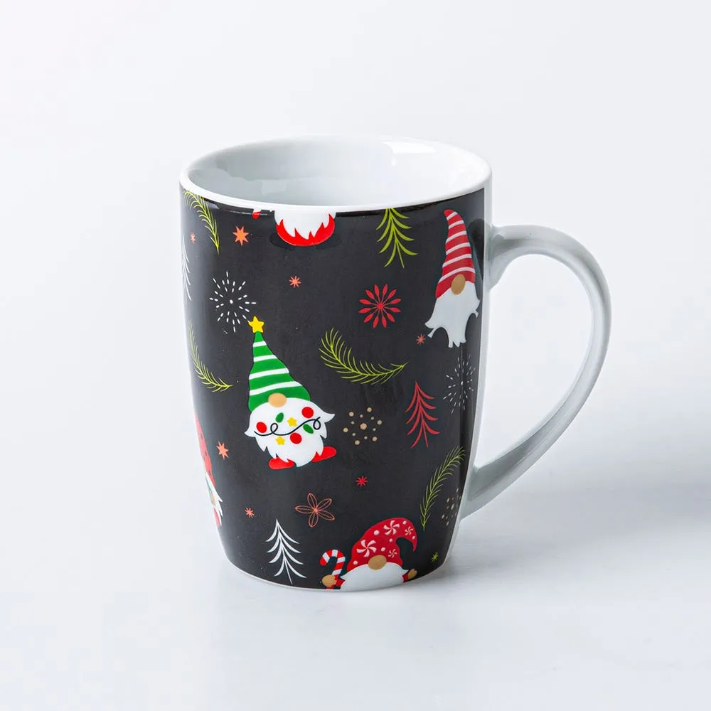 KSP Christmas Decal 'Gnome Santa' Porcelain Mug - S/4 (Multi Colour)