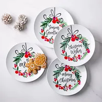 KSP Christmas Decal 'Wreath W/Bowl' Side Plate - S/4 (Multi Colour)