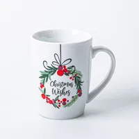 KSP Christmas Decal 'Wreath W/Bow' Porcelain Mug - S/4 (Multi Colour)