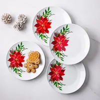 KSP Christmas Decal 'Poinsettia' Side Plate - Set of 4 (Multi Colour)