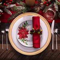 KSP Christmas Decal 'Poinsettia' Side Plate - Set of 4 (Multi Colour)