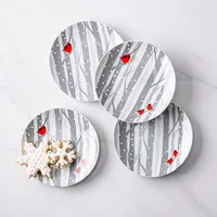 KSP Christmas Cheer 'Winter Cardinal' Porcelain Cocktail Plate - S/4