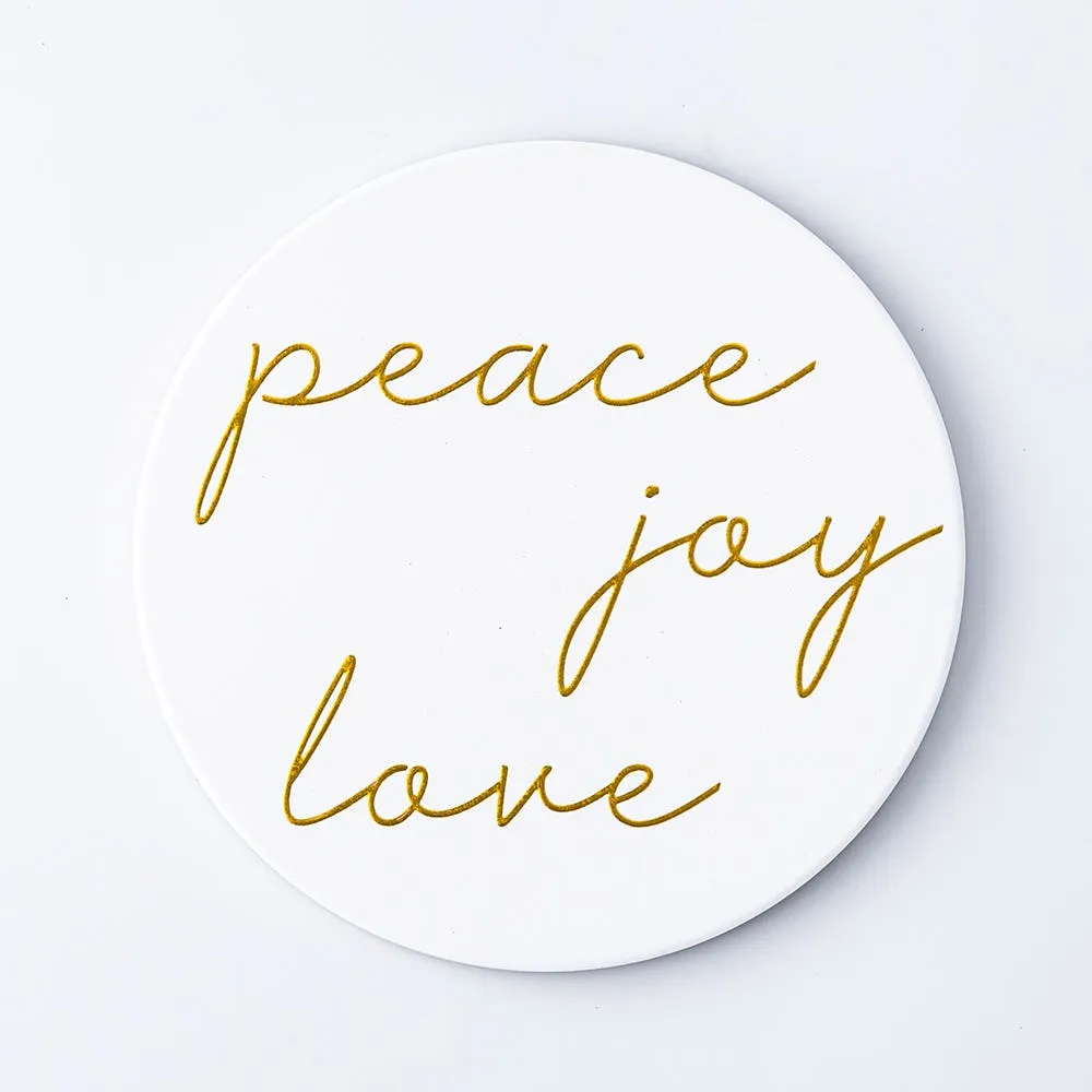 KSP Christmas Ceramic 'Peace Joy Love' Trivet 20cm Dia.