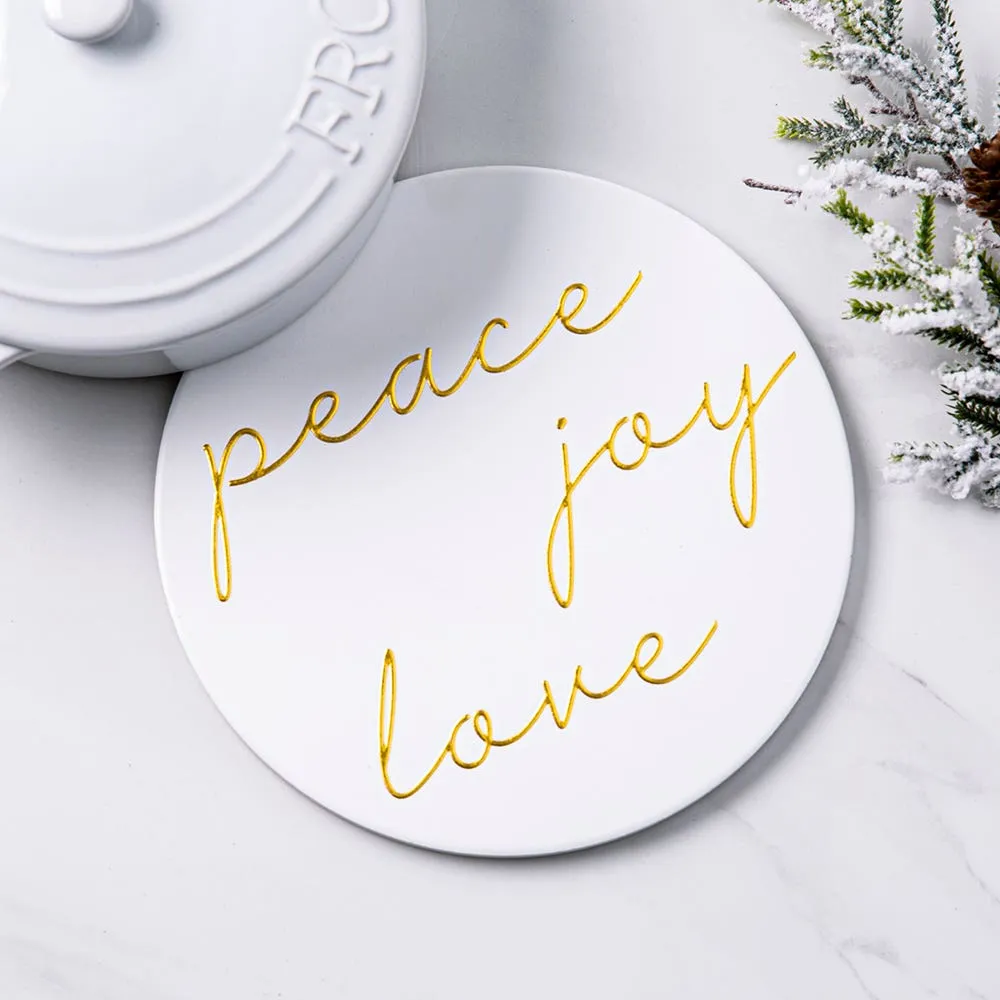 KSP Christmas Ceramic 'Peace Joy Love' Trivet 20cm Dia.